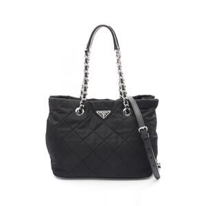Prada TESSUTO IMPUNTU tote bag nylon Saffiano leather black